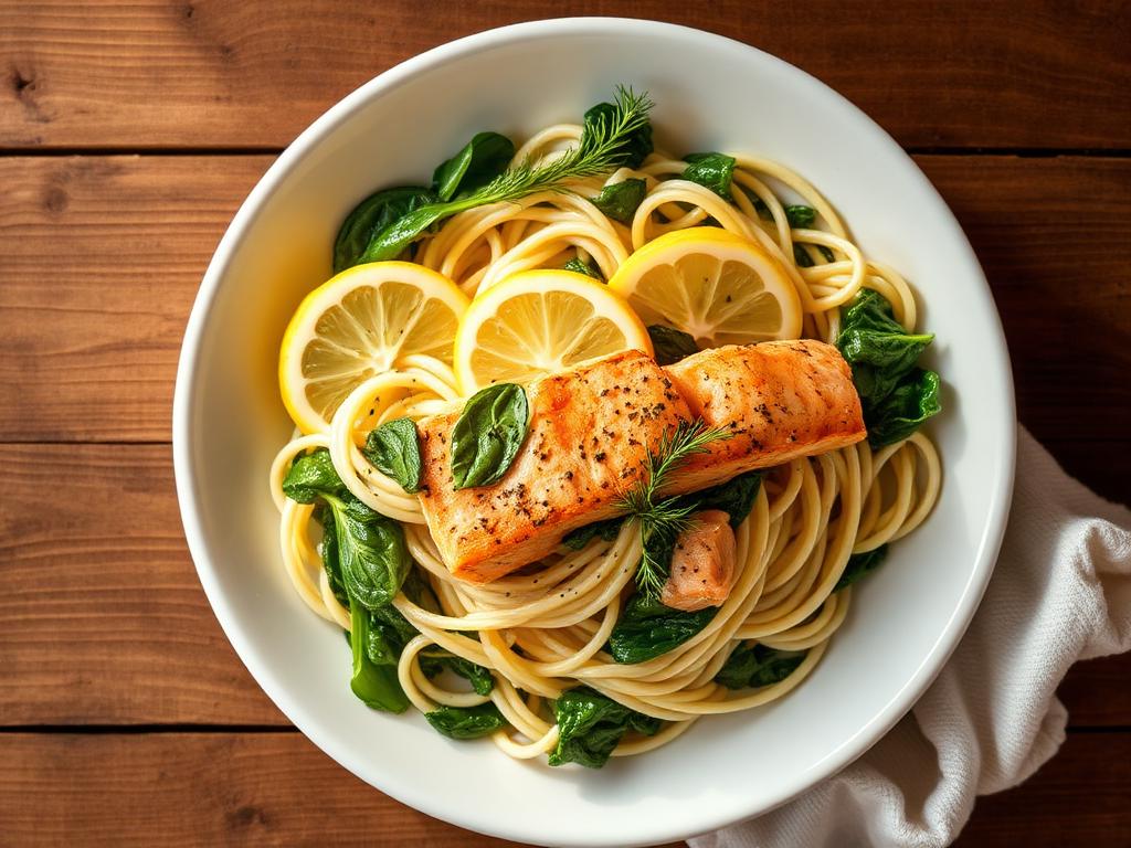 Laxpasta med spenat & citron