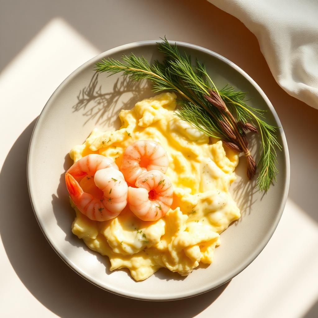 Äggröra med räkor & dill